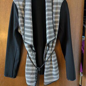 BYLYSE - Black & White - Leather-Belted Jacket